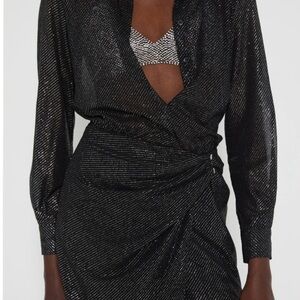 NWT Zara Black and Silver Midi Dress